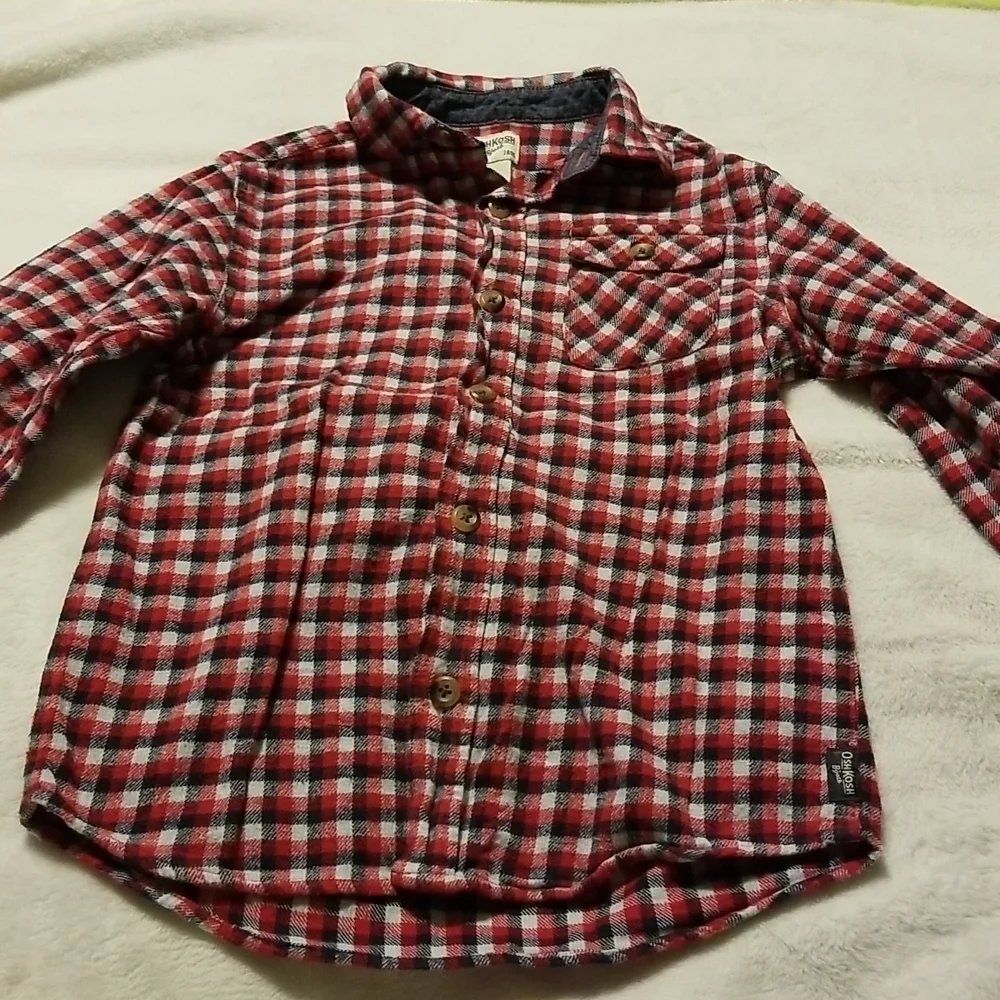 Oshkosh B'Gosh Boy's Plaid Button Down Long Sleeve Shirt